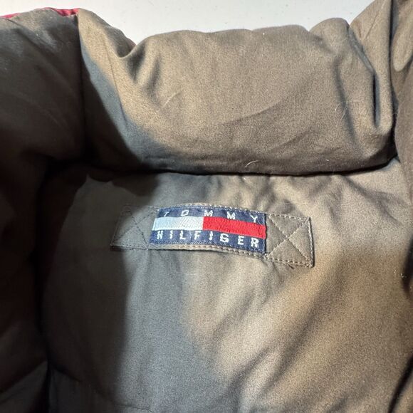 Vintage Tommy Hilfiger Men XXL Goose Down Puffer Vest Reversible Red Grey - Picture 3 of 12